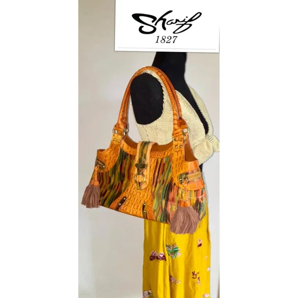 Sharif 1827 Coastal Cowgirl Unique Leather Snake Embossed Tassels Shoulder bag - Picture 1 of 7